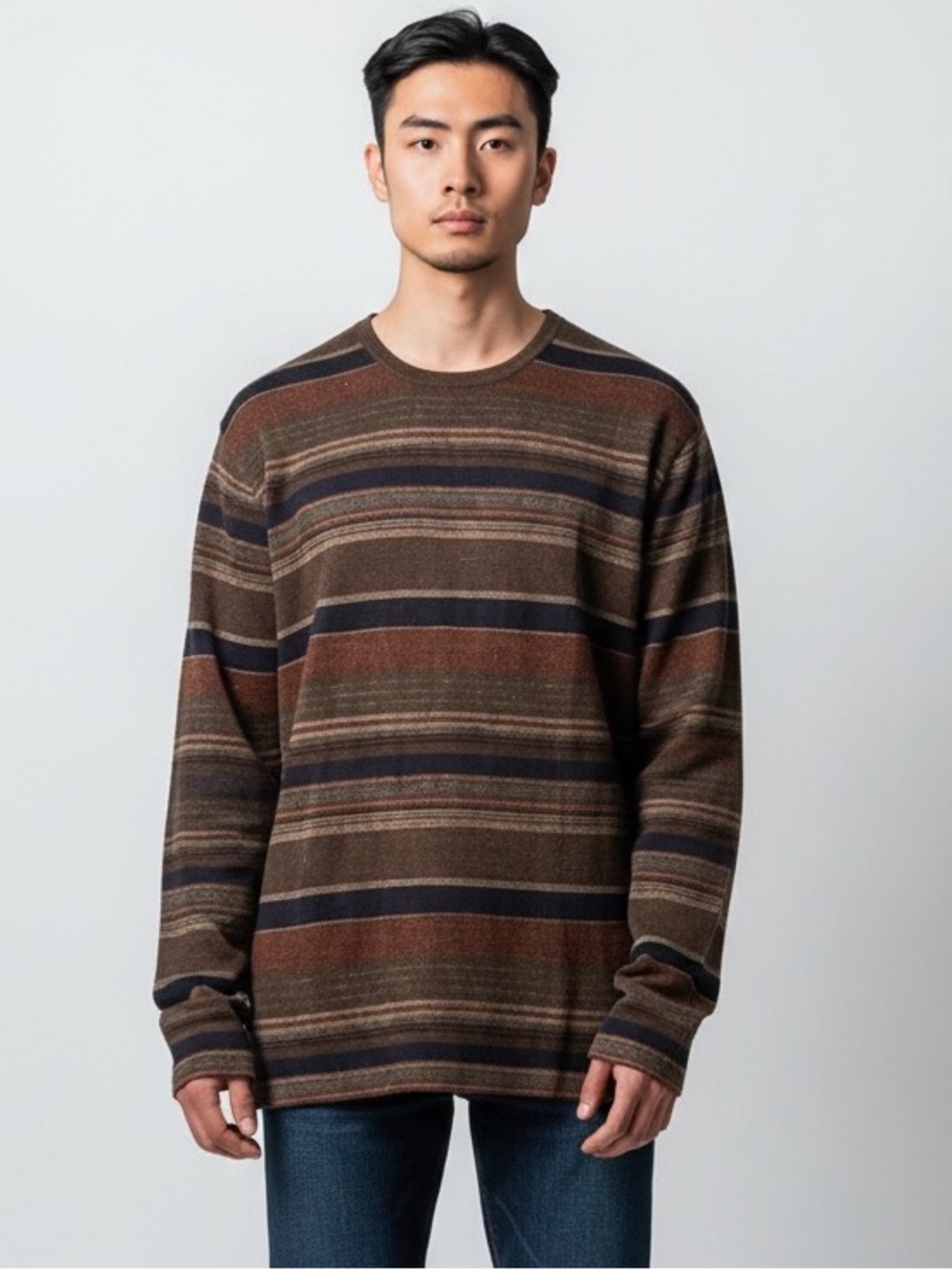 High Sierra 100% Merino Wool Striped Crewneck Sweater-Made in the UK